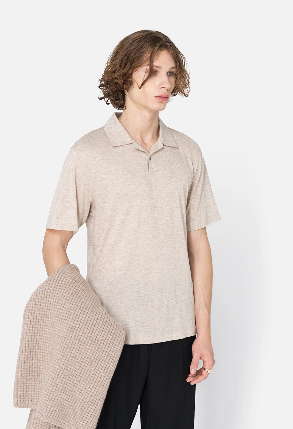 Cotton Cashmere Polo / Tan - Image 2