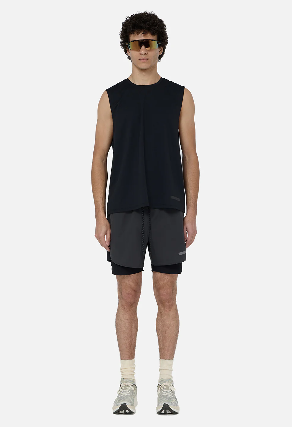 Grid-Mesh Sprint Shorts / Charcoal - Image 3