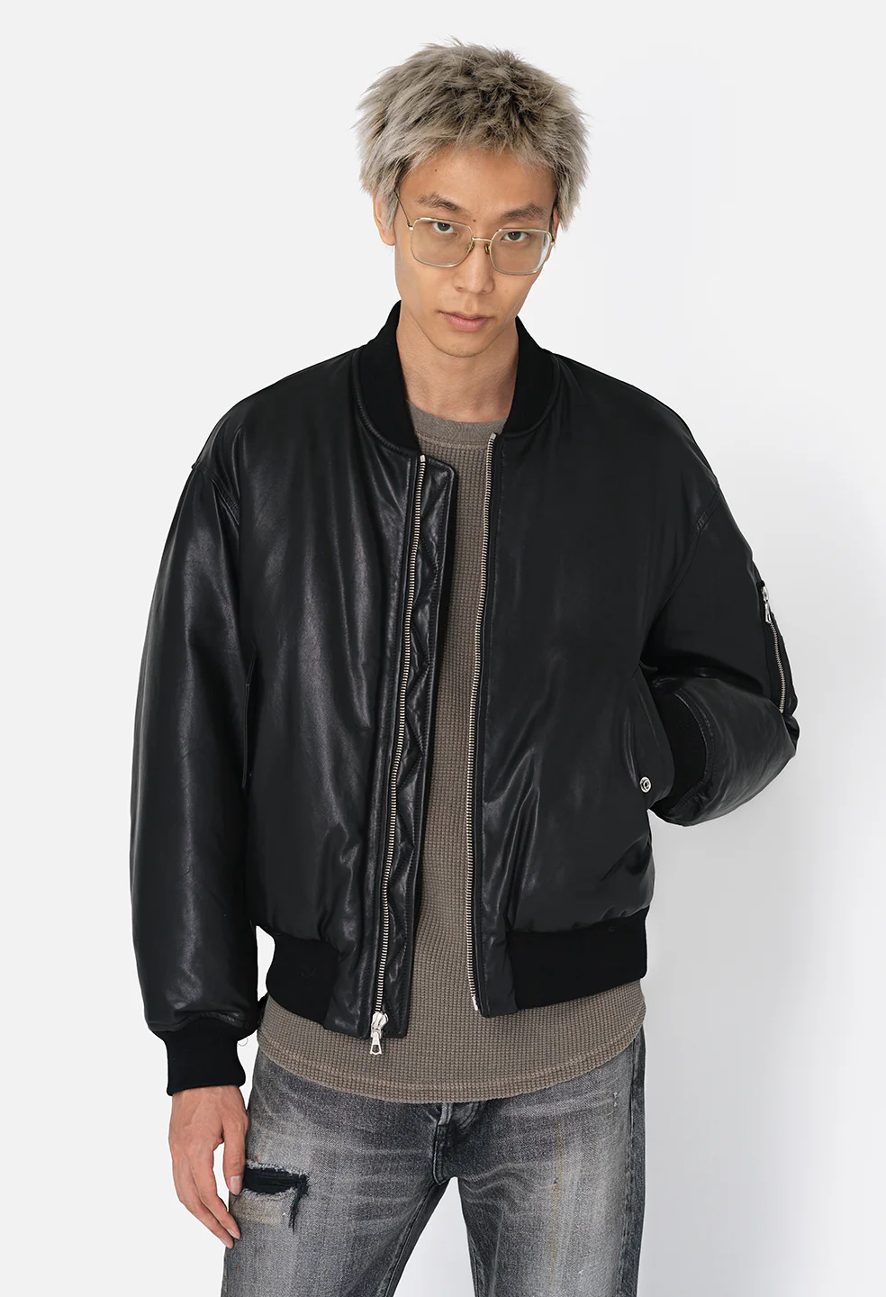 Leather Andes Bomber / Black - Image 2