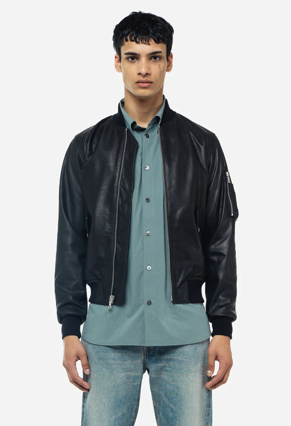 Leather Bogota Bomber / Black - Image 2