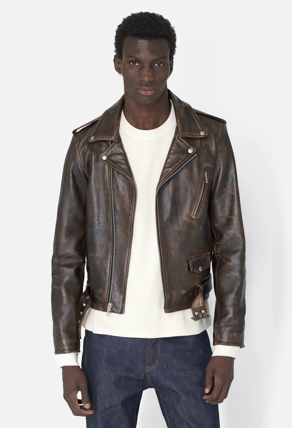Leather Moto Jacket  / Tobacco - Image 2