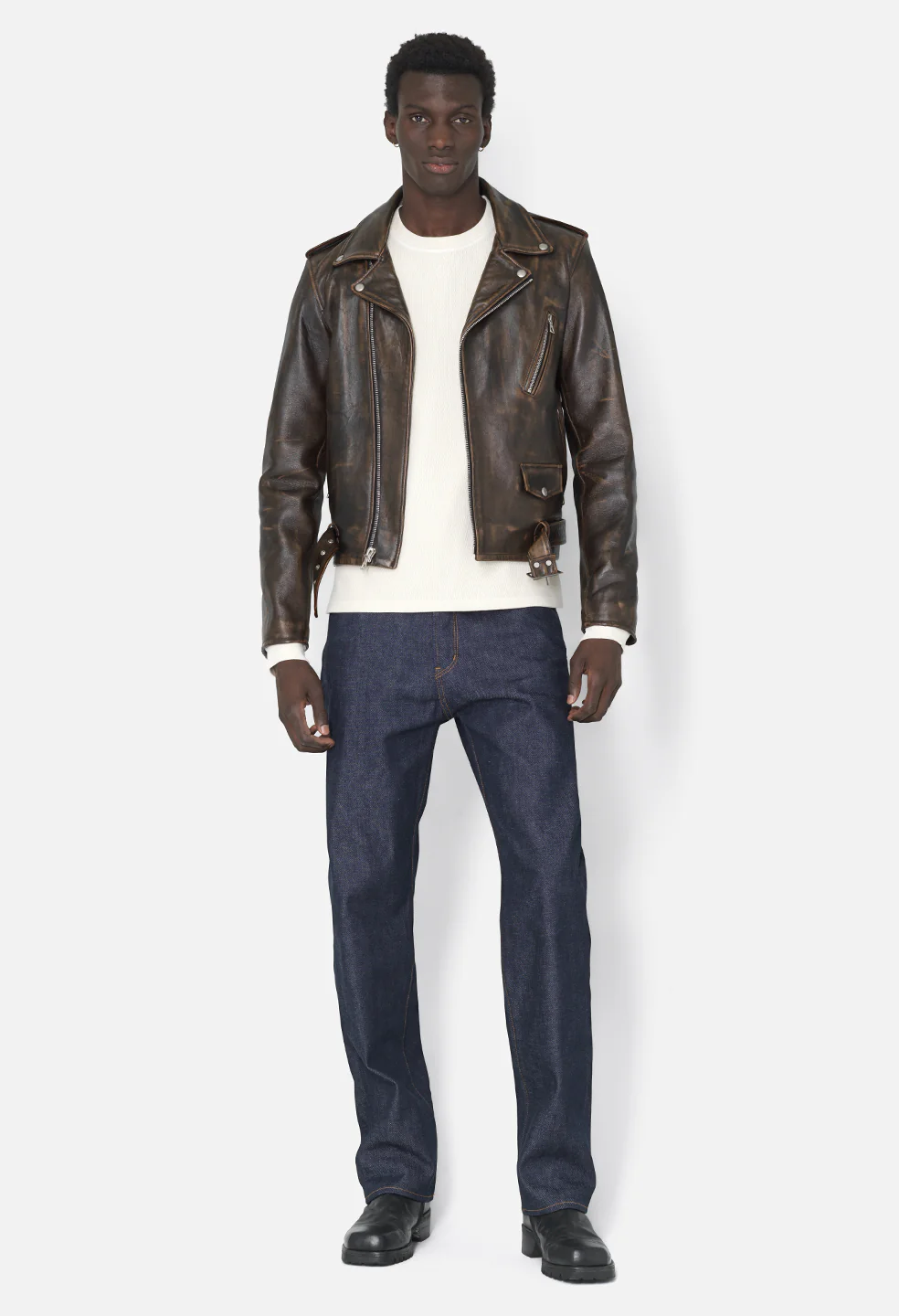 Leather Moto Jacket  / Tobacco - Image 3