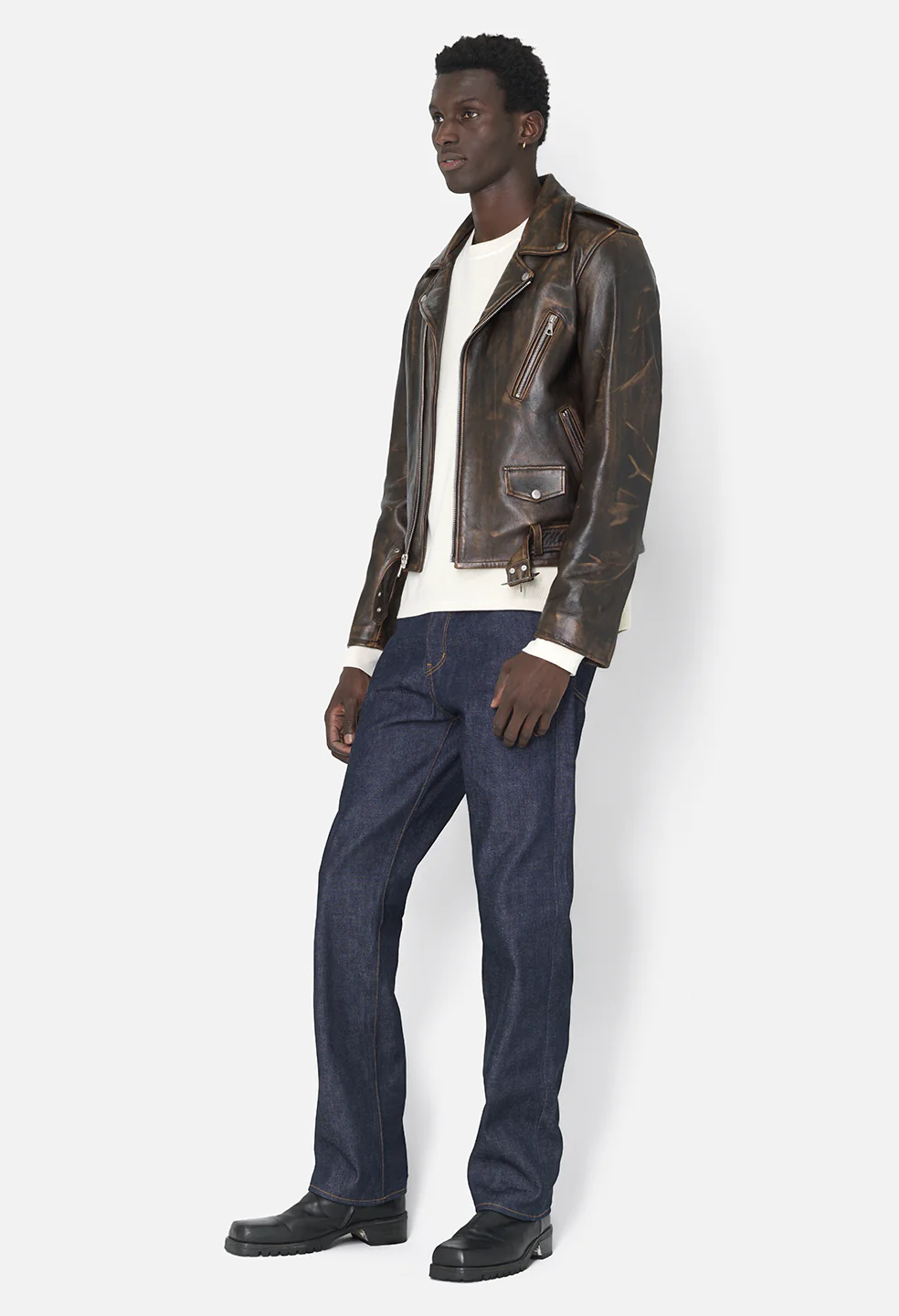 Leather Moto Jacket  / Tobacco - Image 4