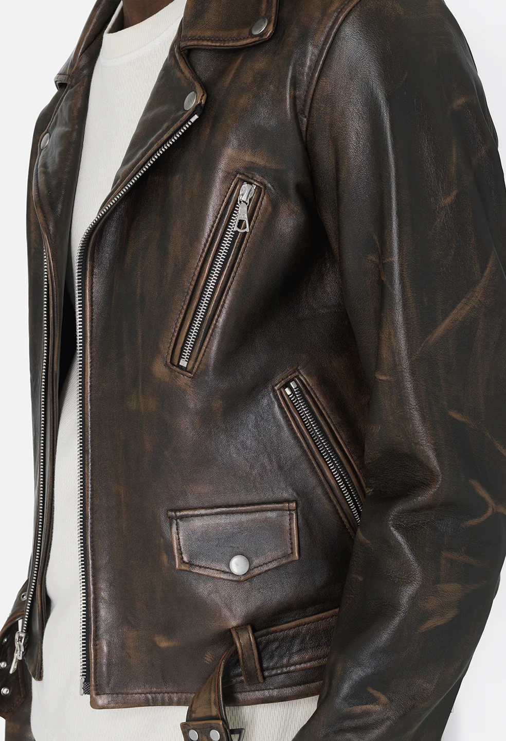 Leather Moto Jacket  / Tobacco - Image 6