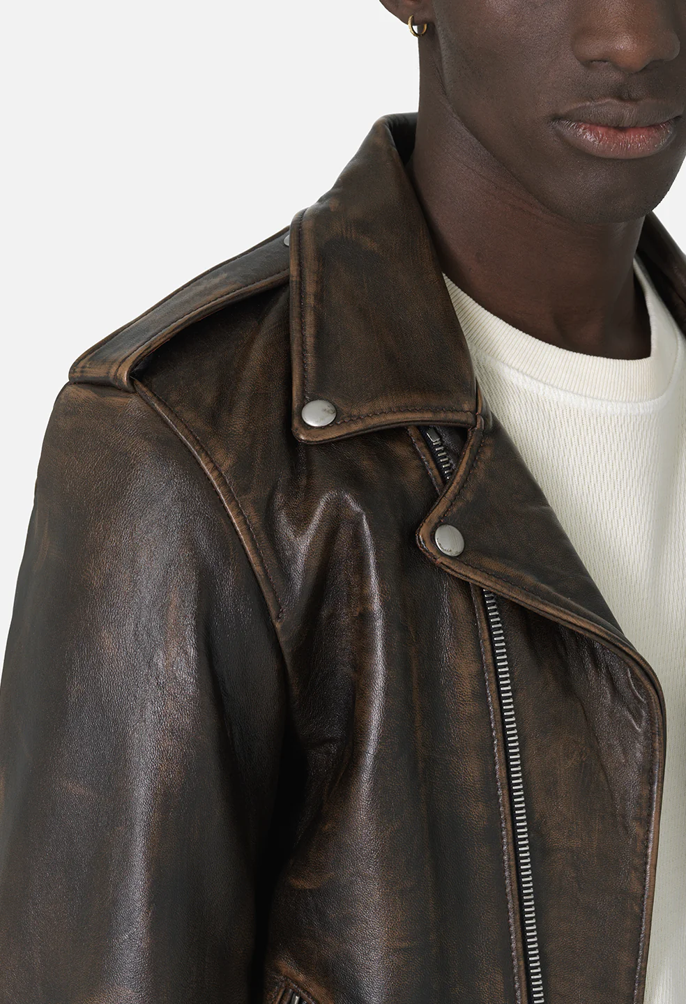 Leather Moto Jacket  / Tobacco - Image 7