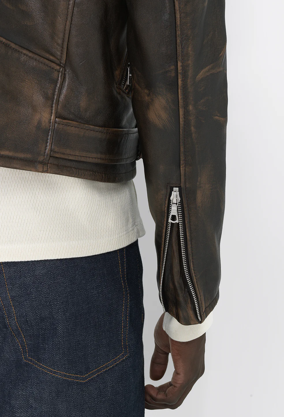 Leather Moto Jacket  / Tobacco - Image 9