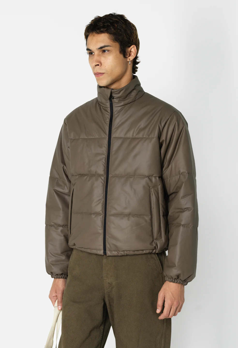 Leather Pico Puffer / Taupe - Image 2