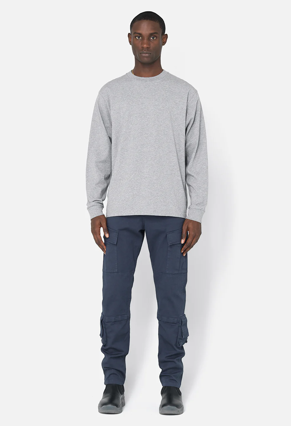 Recycled Cotton LS University Tee / Heather Grey - Image 3