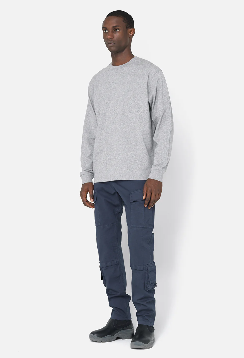 Recycled Cotton LS University Tee / Heather Grey - Image 4