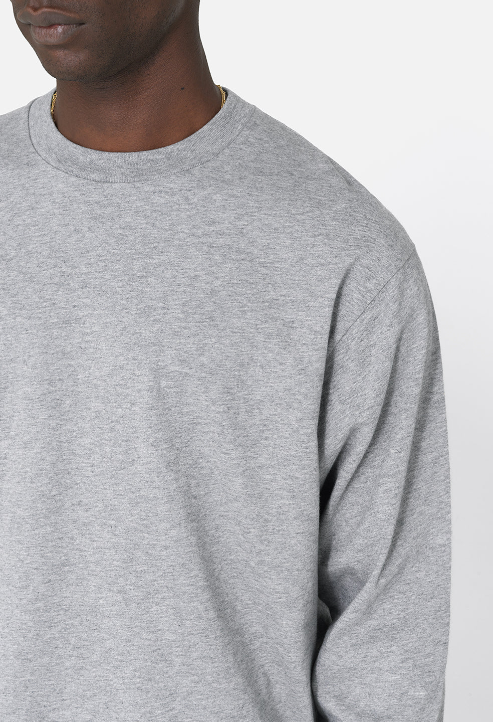 Recycled Cotton LS University Tee / Heather Grey - Image 6