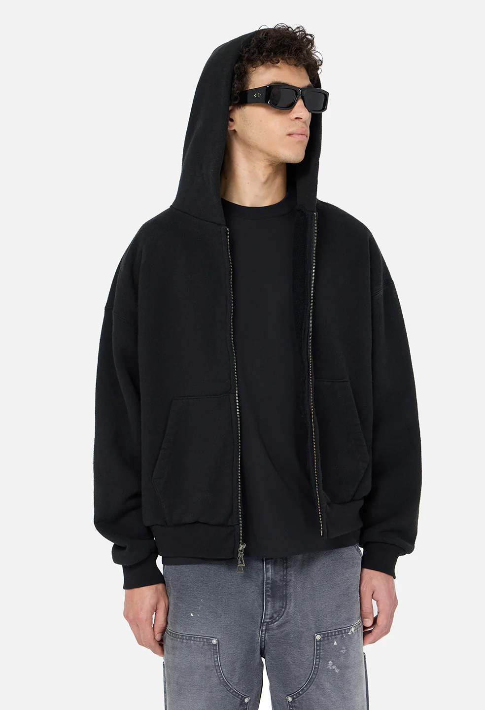 Silk Noil Full Zip / Black - Image 3