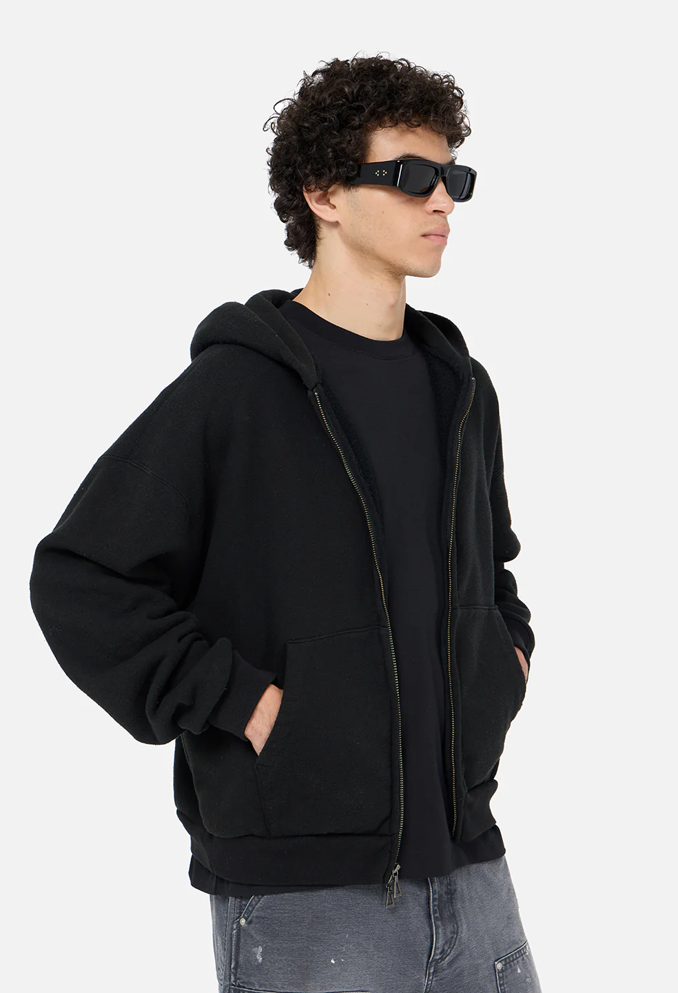 Silk Noil Full Zip / Black - Image 9