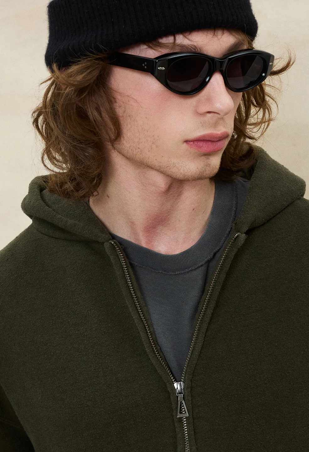 Silk Noil Full Zip / Olive - Image 6