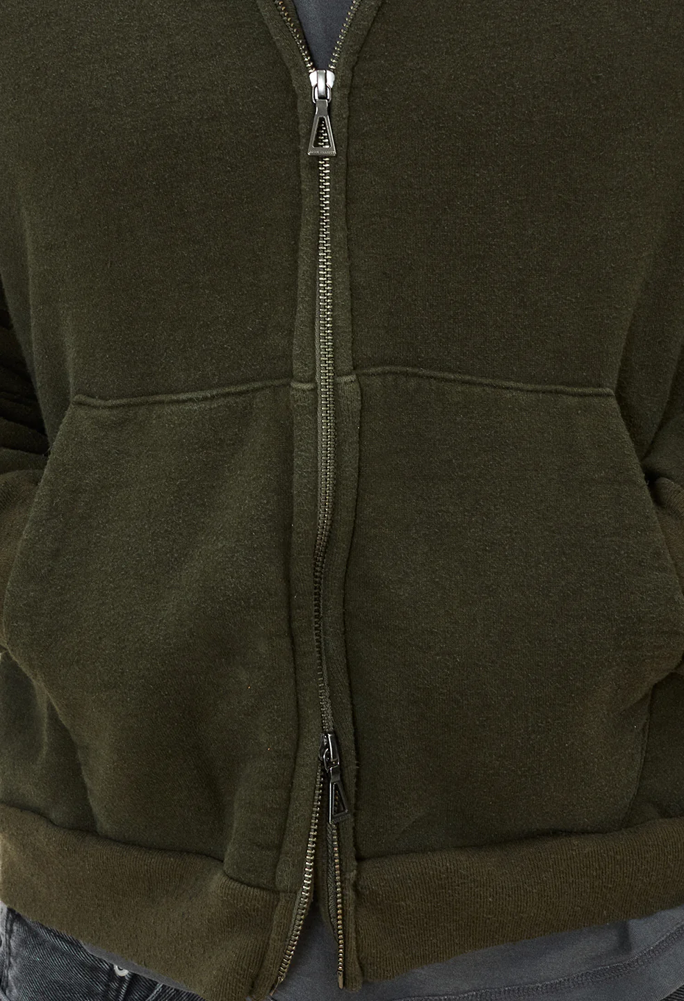 Silk Noil Full Zip / Olive - Image 7