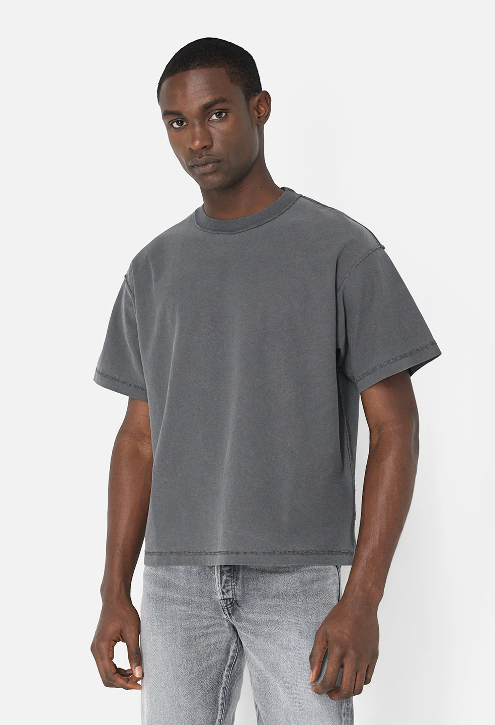 Summer Reversed Cropped Tee / Washed Black - Image 2