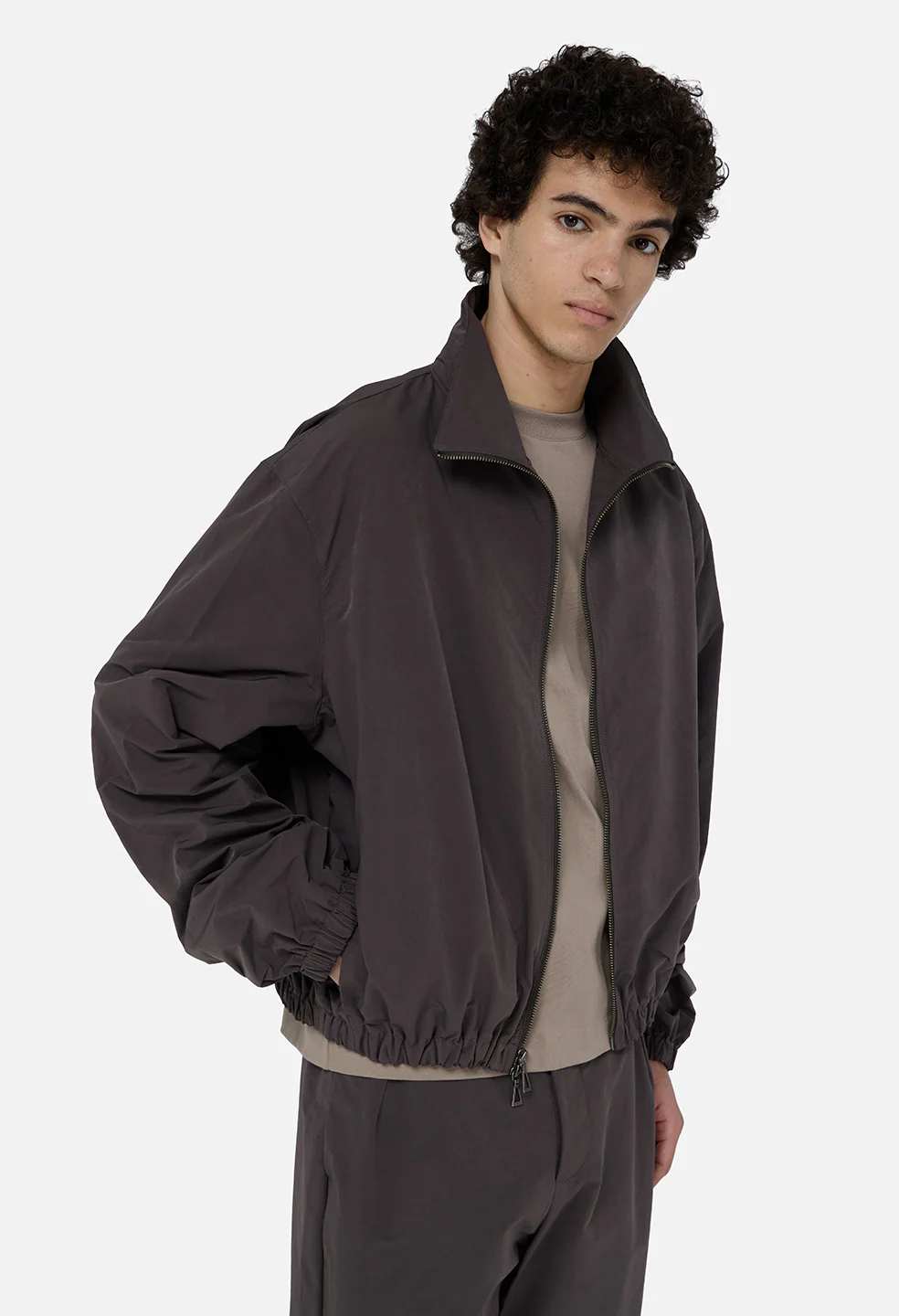 Vero Brushed Nylon Zip Jacket / Charcoal - Image 2