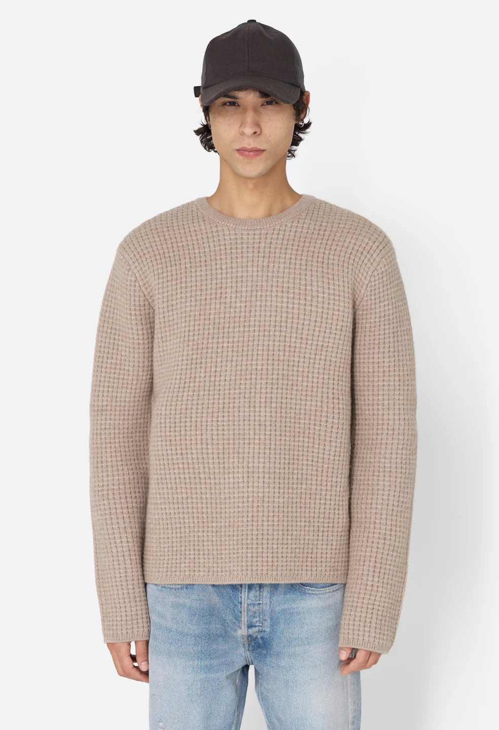 Wool Waffle Knit Crew / Wheat - Image 2
